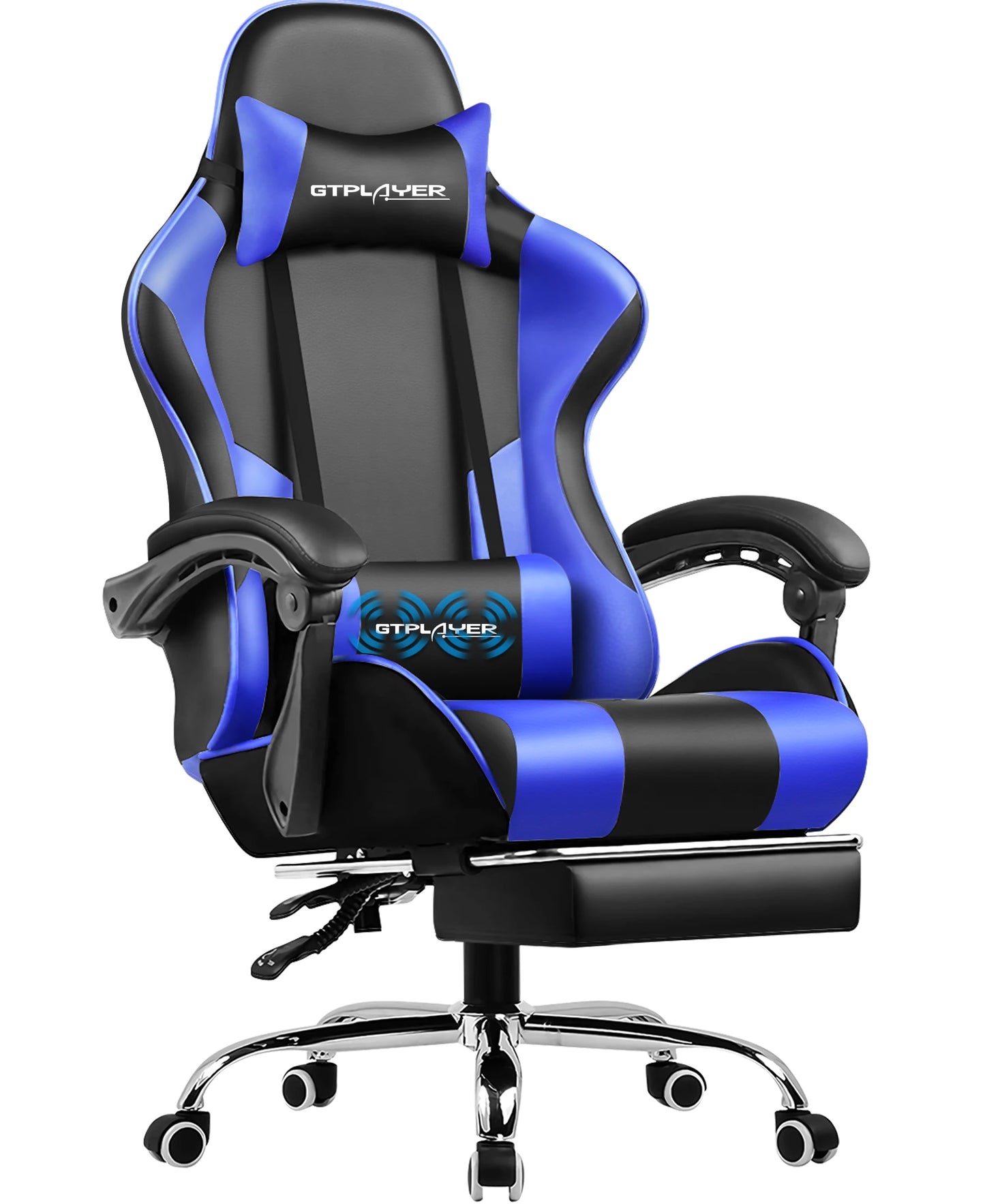 GTPLAYER Gaming Chair Ergonomic Massage Office Chair with Footrest, Headrest, Lumbar Support, Reclining Swivel Gamer Chair for Desk