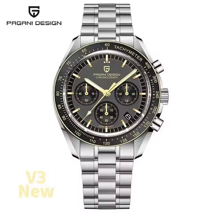 PAGANI DESIGN New AR Sapphire Quartz luxury men's watches 500 vitometer Circle Sport M 100 waterproof chronograph 316L all-steel Japan Movt Luminous man Watch