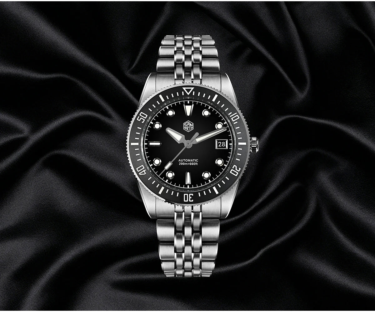 San Martin 37.5mm 40mm Classic Simple Dial Men Diver Watch Miyota 9015 Luxury Automatic Mechanical Watch Waterproof 200m SN0148