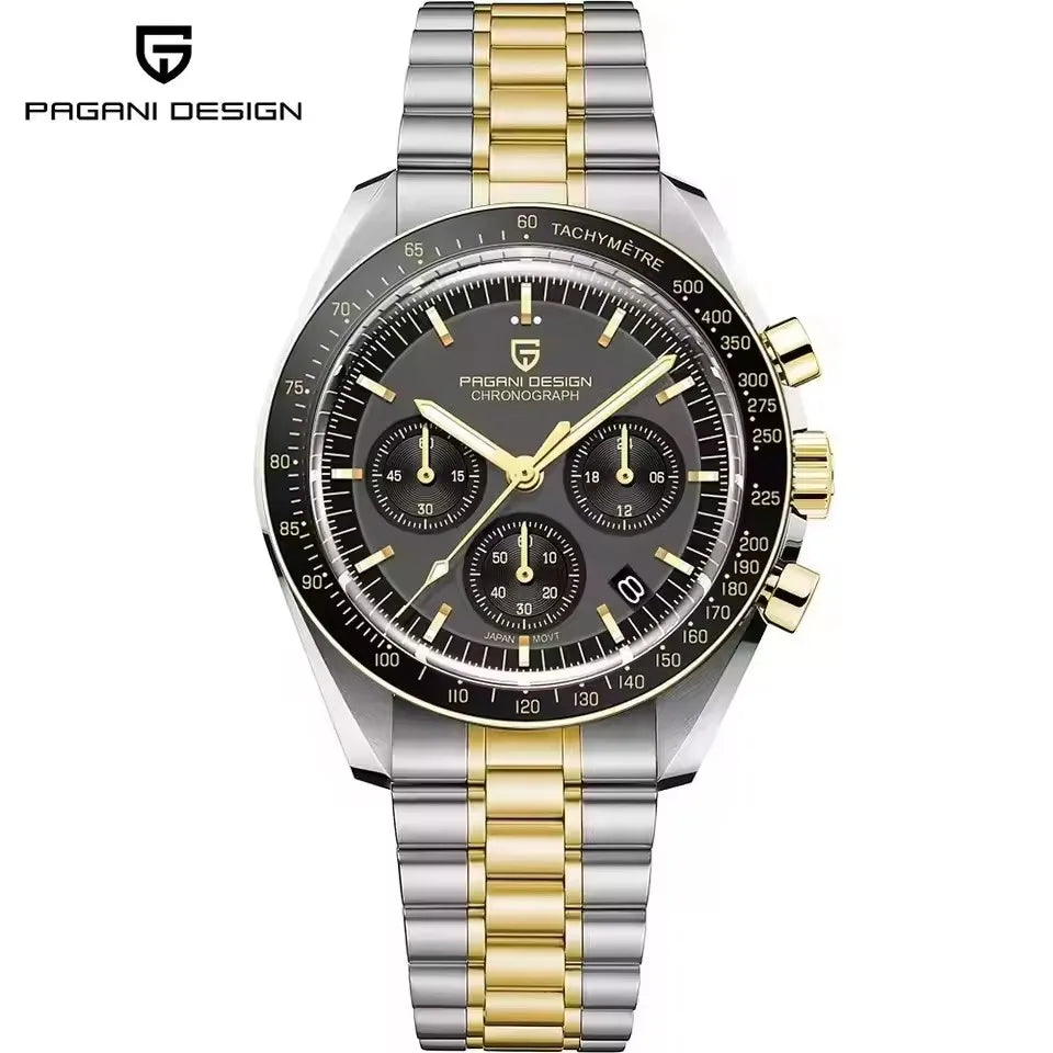 PAGANI DESIGN New AR Sapphire Quartz luxury men's watches 500 vitometer Circle Sport M 100 waterproof chronograph 316L all-steel Japan Movt Luminous man Watch