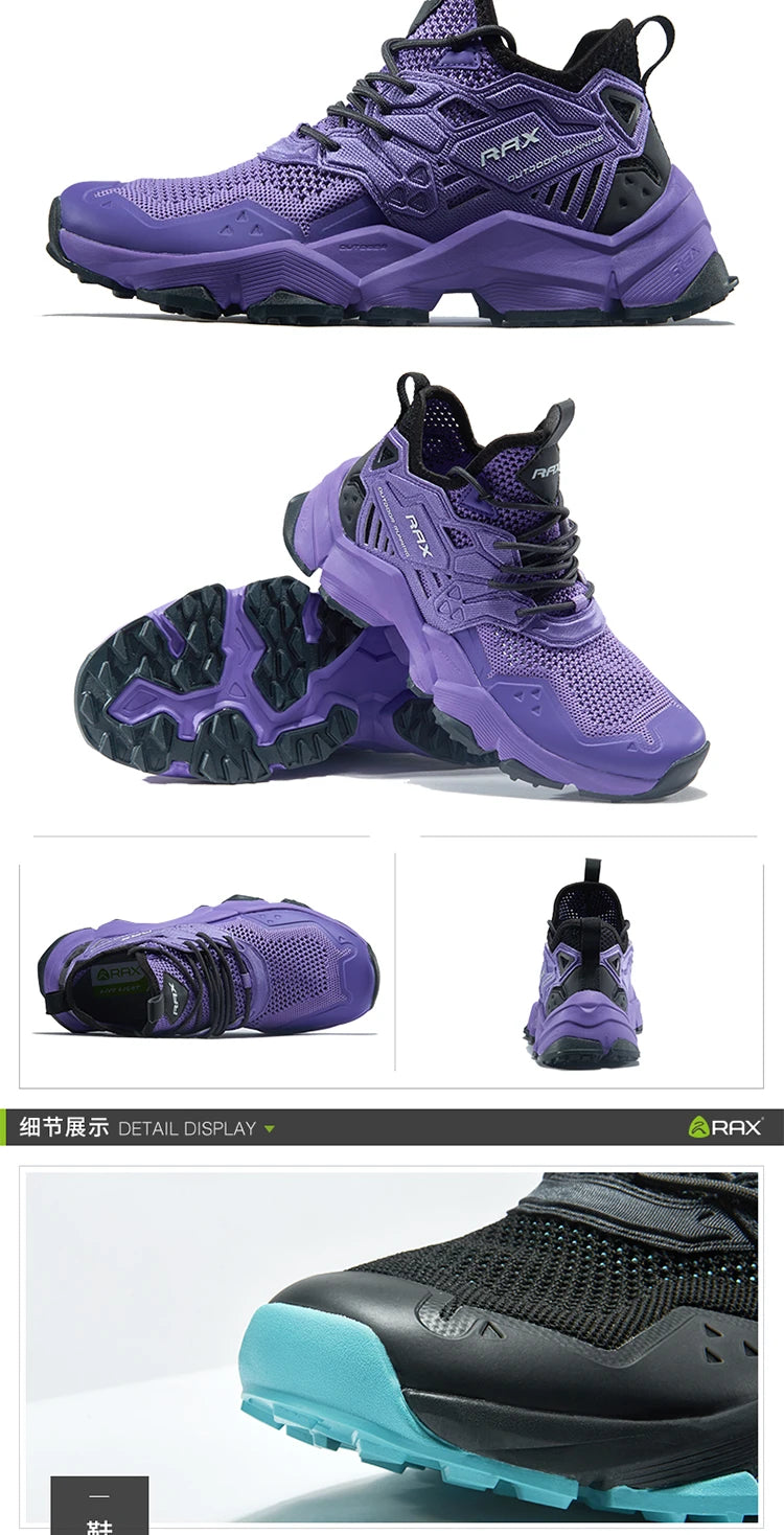Chaussures de course RAX pour hommes et femmes – Chaussures de sport d'extérieur – Baskets légères et respirantes – Tige en maille aérée – Semelle extérieure antidérapante en caoutchouc naturel