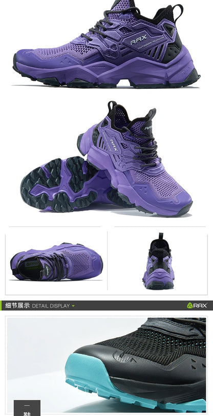 Chaussures de course RAX pour hommes et femmes – Chaussures de sport d'extérieur – Baskets légères et respirantes – Tige en maille aérée – Semelle extérieure antidérapante en caoutchouc naturel