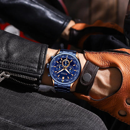 CURREN Men’s Watch – Trendy watch from a leading brand, luxury model, water-resistant, stainless steel, sporty style, quartz chronograph