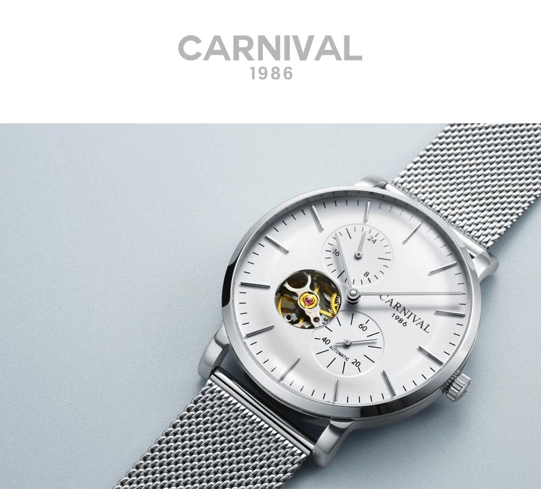 Mekanisk herrklocka Carnival – Automatisk lyxarmbandsur med safirglas