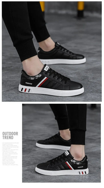 Męskie trampki codzienne, buty do skateboardingu, płaskie buty z PU, buty dla studentów, trampki outdoorowe, buty uliczne, sznurowane buty do chodzenia, rozmiar plus size 48