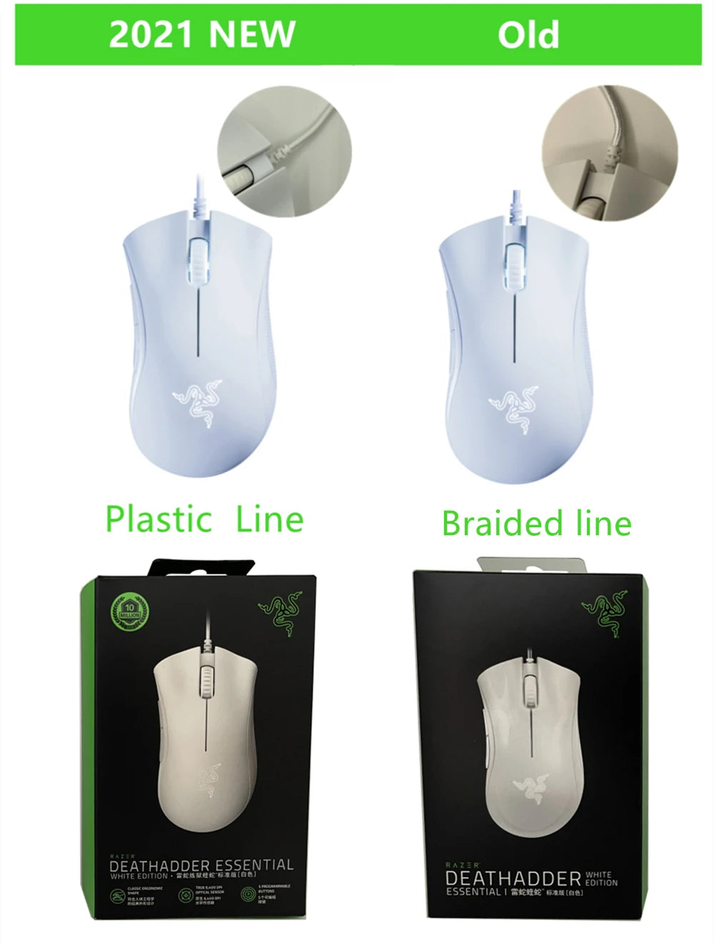 Originalni Razer DeathAdder Essential žičani gaming miš, 6400DPI optički senzor, 5 neovisnih tipki za prijenosno računalo i gaming PC