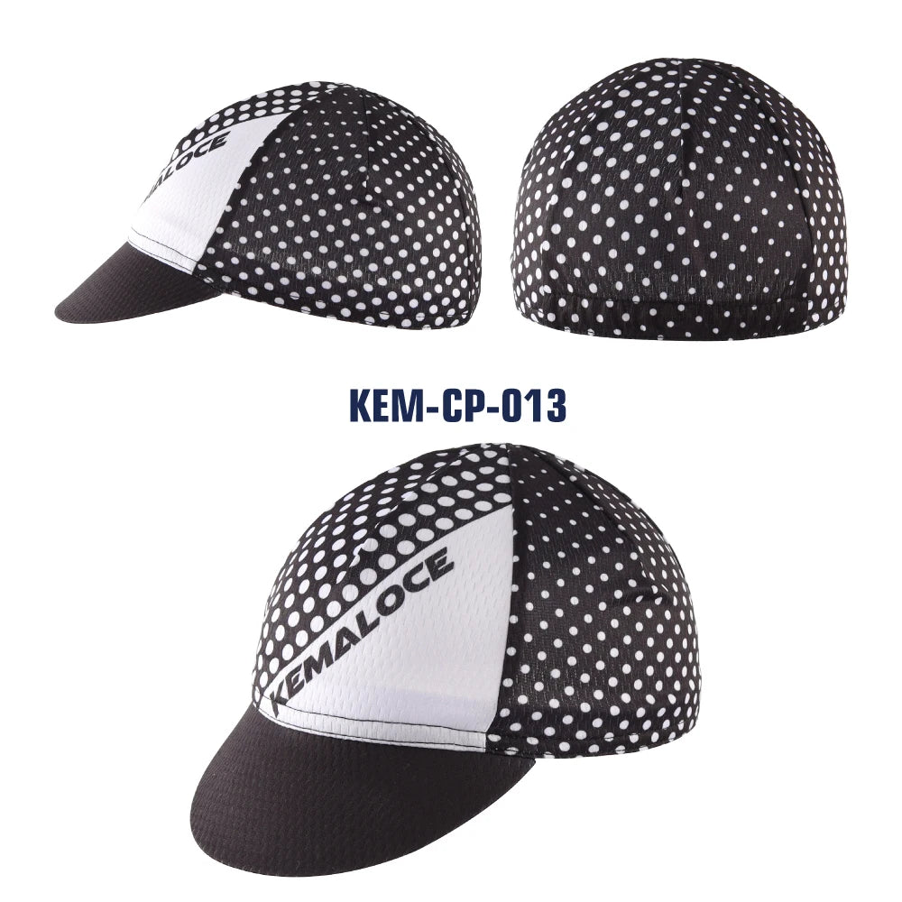 KEMALOCE Men Cycling Cap Anti-UV Summer Elastic Quick Dry Bike Cap 2023 White/Black/Blue Mesh Outdoor Breathable Cycling Hat
