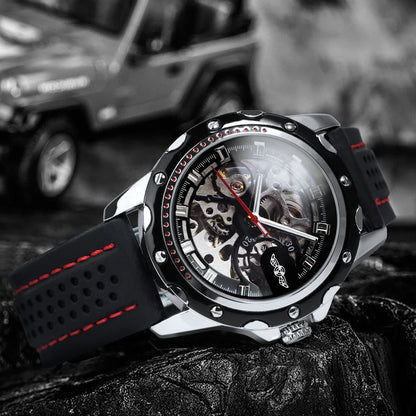 WINNER muški automatski sat – skeletni mehanički model, luminescentne kazaljke, gumeni remen, sportski, a opet luksuzan stil, idealan za aktivnosti na otvorenom