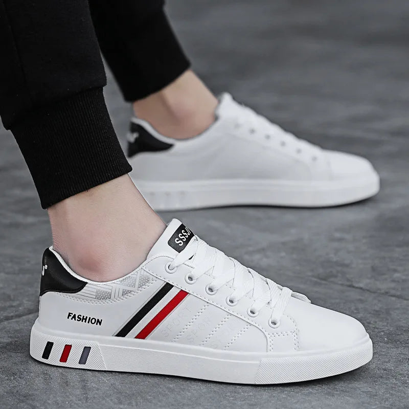 Męskie trampki codzienne, buty do skateboardingu, płaskie buty z PU, buty dla studentów, trampki outdoorowe, buty uliczne, sznurowane buty do chodzenia, rozmiar plus size 48