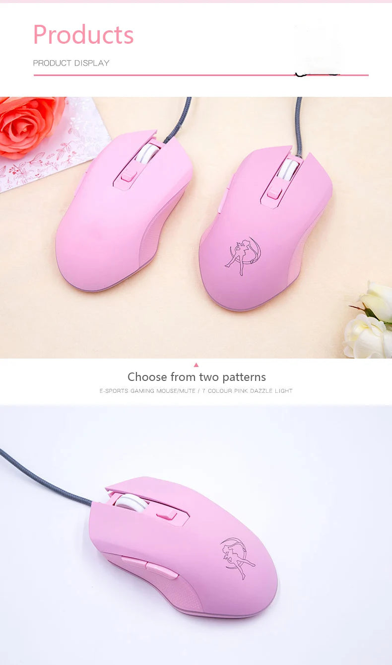 UTHAI DB49 Wired luminous pink mouse 1600 (dpi) computer accessories peripheral cute girl girl gaming mouse