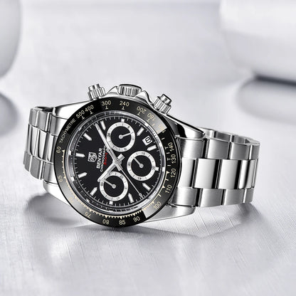 „BENYAR“ vyriški laikrodžiai – prabangus chronografas, sportinis modelis, atsparus vandeniui, pagamintas iš nerūdijančio plieno, su kvarciniu mechanizmu