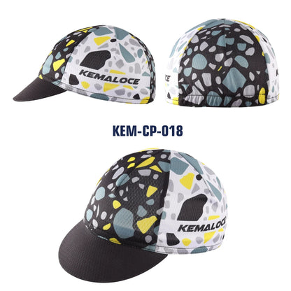 KEMALOCE Men Cycling Cap Anti-UV Summer Elastic Quick Dry Bike Cap 2023 White/Black/Blue Mesh Outdoor Breathable Cycling Hat