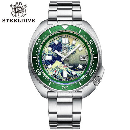 STEELDIVE SD1970J Kanagawa Turtle Full Luminous Dial Ceramic Bezel NH35 AutomaticSTEELDIVE Offical Store Mens Dive Watch
