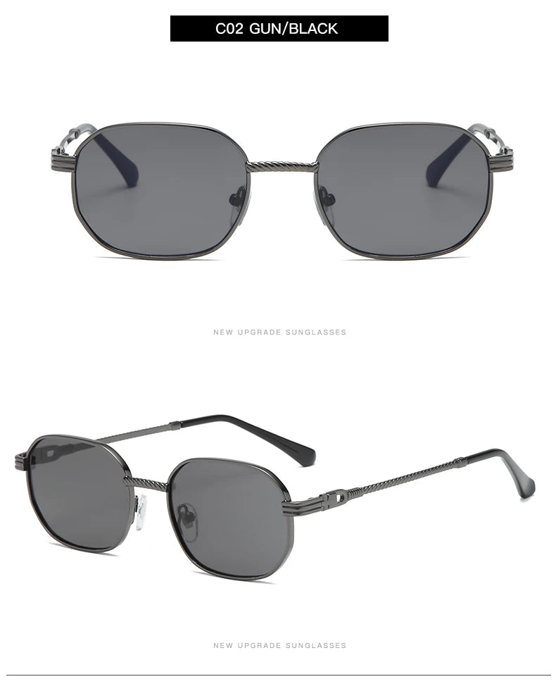 1/3pcs Fashion Rectangle Sunglasses Women UV400 Thread Design Metal Frame Sun Glasses Trendy Punk Style Black Gold Shade Unisex