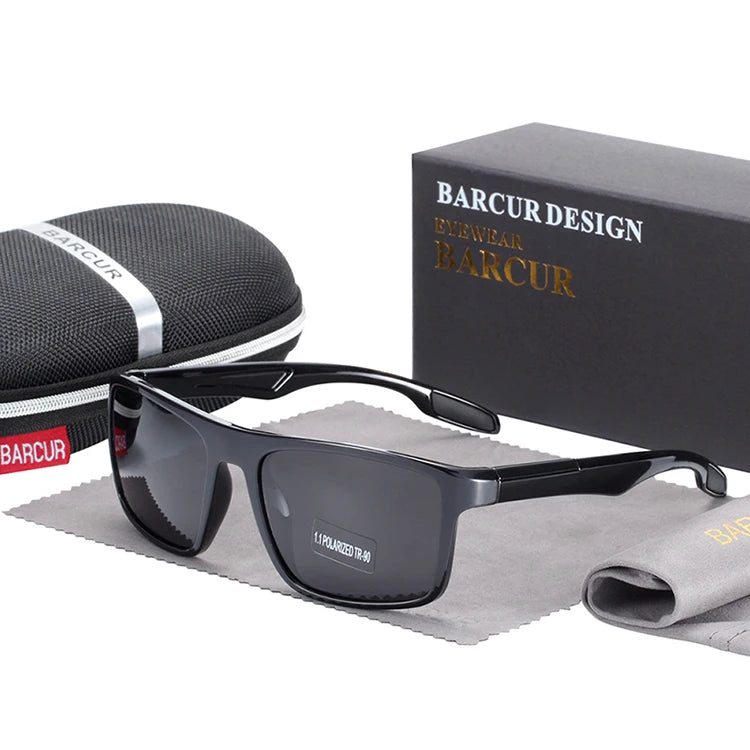 BARCUR Polarized Sunglasses Men TR90 Ultralight Vintage Sun Glasses for Women Square Eyewear oculos lunette de soleil femme