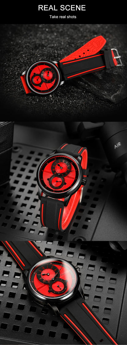 Men Wristwatch Blue White Dial Automatic Transparent Mechanical Watch Silicone Rubber Band Male Sport Clock Relogio Masculino