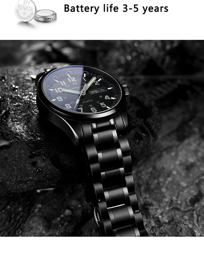 Orologio da uomo CARNIVAL Luxury Brand 8638 al quarzo, lancette luminose, impermeabile, in solido acciaio inossidabile