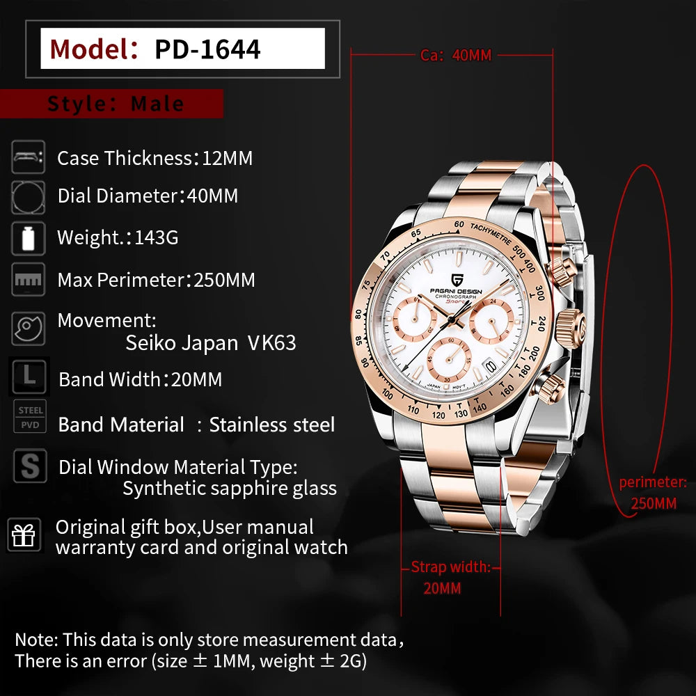 2026 New PAGANI DESIGN Mens Quartz Watches Top Brand Luxury Business Watch For Men Stainless Steel Waterproof Chronograph Clock