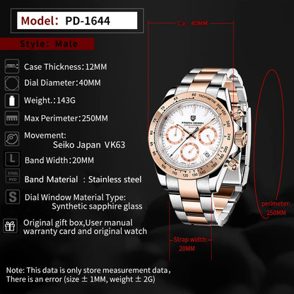 2026 New PAGANI DESIGN Mens Quartz Watches Top Brand Luxury Business Watch For Men Stainless Steel Waterproof Chronograph Clock