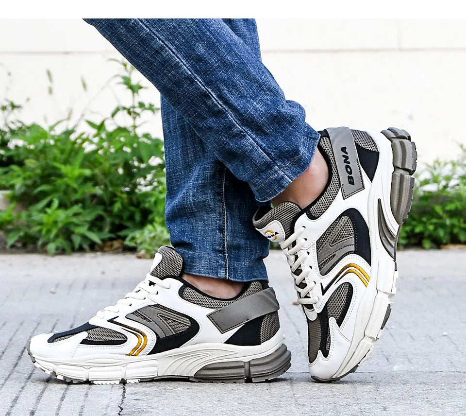 BONA New Designers Action leren mesh heren hardloopschoenen sneakers sportschoenen lichtgewicht antislip wandelschoenen voor buiten