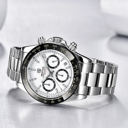 „BENYAR“ vyriški laikrodžiai – prabangus chronografas, sportinis modelis, atsparus vandeniui, pagamintas iš nerūdijančio plieno, su kvarciniu mechanizmu