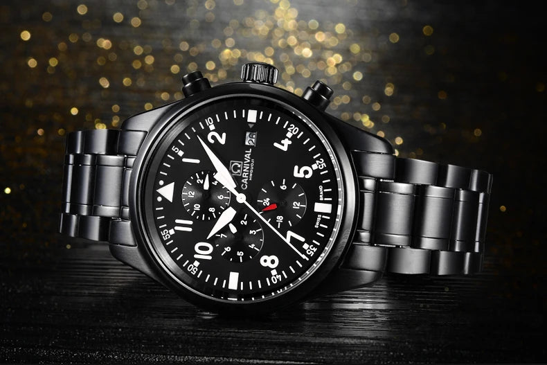 CARNIVAL High Quality Sport watch 100m waterproof Swimming Automatic Watch Men 24 hours Calendar HD Luminous Mechanical watches