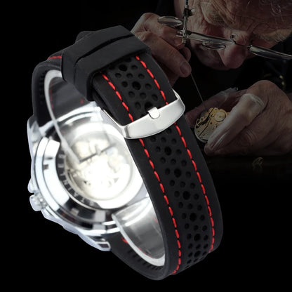 WINNER muški automatski sat – skeletni mehanički model, luminescentne kazaljke, gumeni remen, sportski, a opet luksuzan stil, idealan za aktivnosti na otvorenom