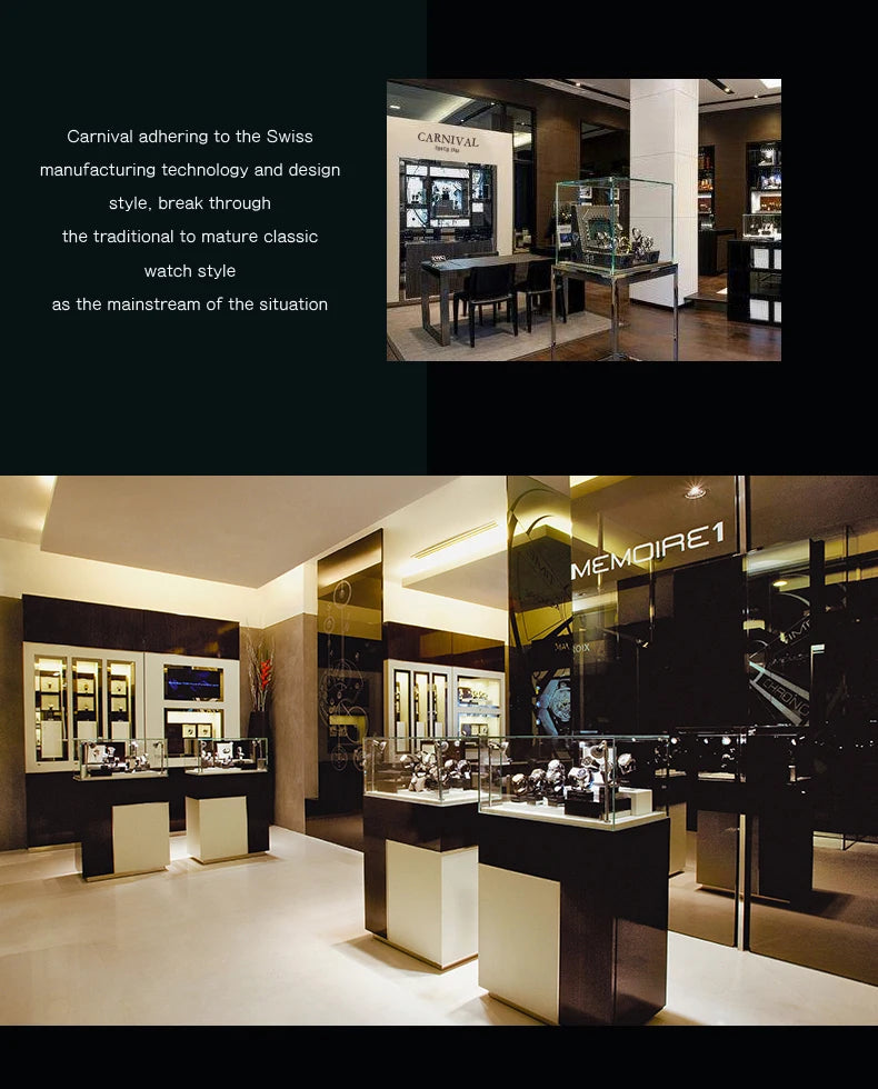 Orologio da uomo CARNIVAL Luxury Brand 8638 al quarzo, lancette luminose, impermeabile, in solido acciaio inossidabile