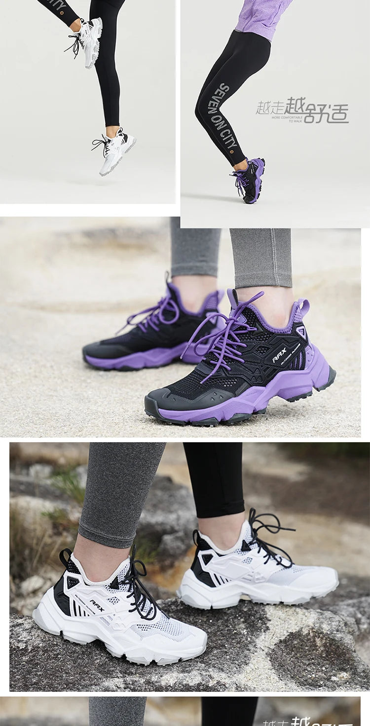 Chaussures de course RAX pour hommes et femmes – Chaussures de sport d'extérieur – Baskets légères et respirantes – Tige en maille aérée – Semelle extérieure antidérapante en caoutchouc naturel