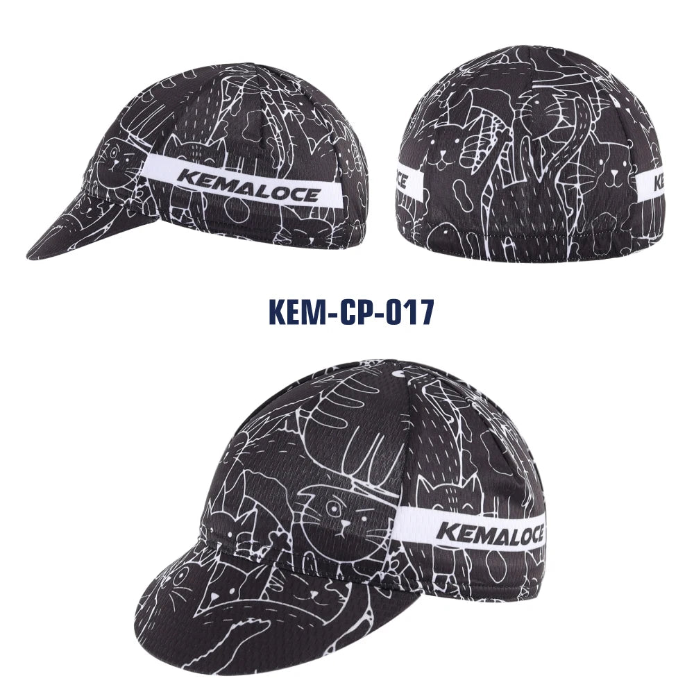 KEMALOCE Men Cycling Cap Anti-UV Summer Elastic Quick Dry Bike Cap 2023 White/Black/Blue Mesh Outdoor Breathable Cycling Hat