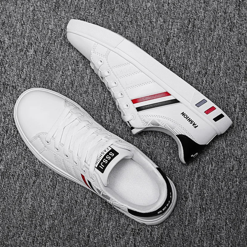 Męskie trampki codzienne, buty do skateboardingu, płaskie buty z PU, buty dla studentów, trampki outdoorowe, buty uliczne, sznurowane buty do chodzenia, rozmiar plus size 48