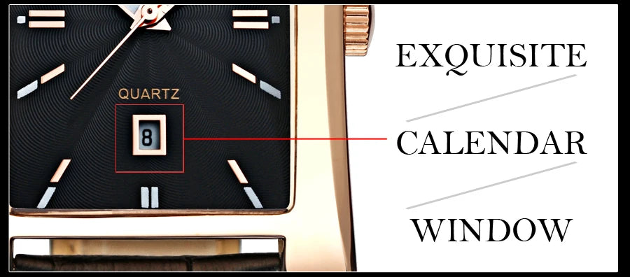 WWOOR Brand Classic Fashion Mens Rectangle Watches Male Gold Brown Leather Quartz Waterproof Wrist Watch For Men Calendar Clocks