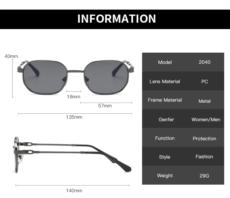 1/3pcs Fashion Rectangle Sunglasses Women UV400 Thread Design Metal Frame Sun Glasses Trendy Punk Style Black Gold Shade Unisex