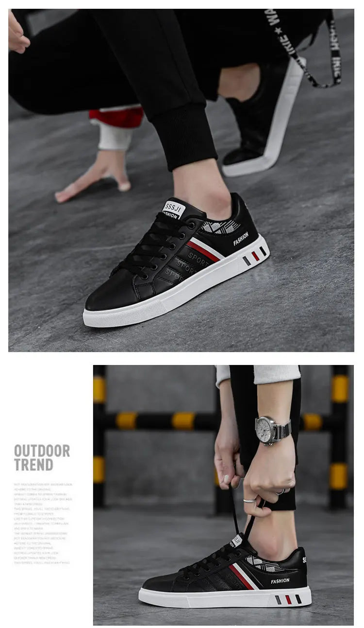 Męskie trampki codzienne, buty do skateboardingu, płaskie buty z PU, buty dla studentów, trampki outdoorowe, buty uliczne, sznurowane buty do chodzenia, rozmiar plus size 48