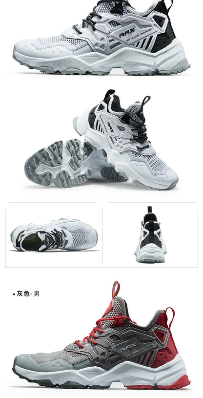 Chaussures de course RAX pour hommes et femmes – Chaussures de sport d'extérieur – Baskets légères et respirantes – Tige en maille aérée – Semelle extérieure antidérapante en caoutchouc naturel