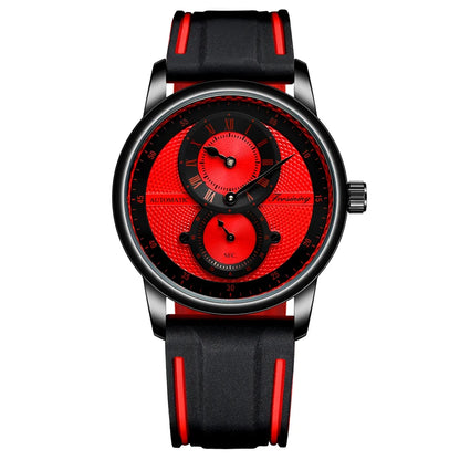 Men Wristwatch Blue White Dial Automatic Transparent Mechanical Watch Silicone Rubber Band Male Sport Clock Relogio Masculino