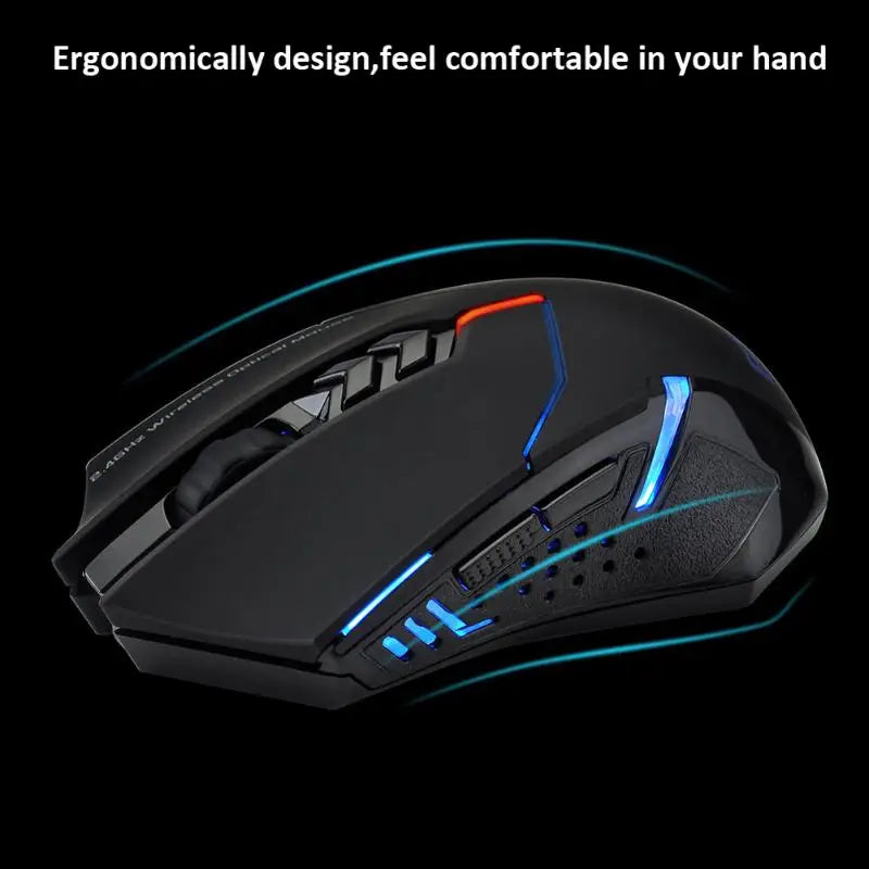ET X-08 2000DPI regulowana 7-przyciskowa bezprzewodowa mysz gamingowa 2.4G, profesjonalna bezprzewodowa mysz gamingowa dla graczy, cicha mysz LED do PC