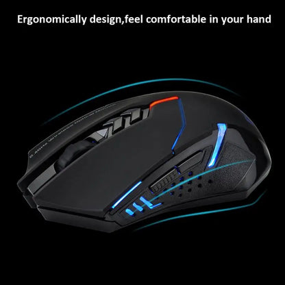 ET X-08 2000DPI regulowana 7-przyciskowa bezprzewodowa mysz gamingowa 2.4G, profesjonalna bezprzewodowa mysz gamingowa dla graczy, cicha mysz LED do PC
