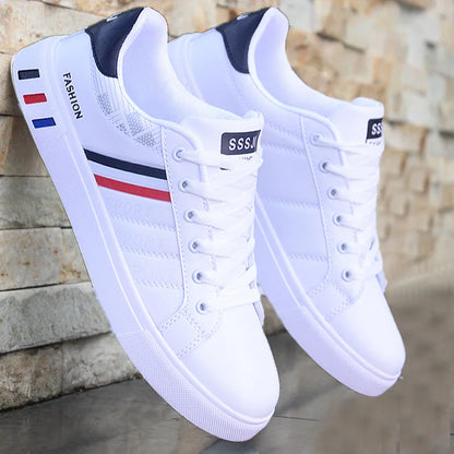 Męskie trampki codzienne, buty do skateboardingu, płaskie buty z PU, buty dla studentów, trampki outdoorowe, buty uliczne, sznurowane buty do chodzenia, rozmiar plus size 48