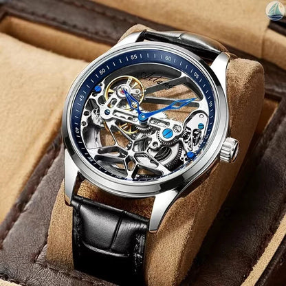 AILANG Skeleton Mechanical Mens Watches Top Brand Luxury Steampunk Transparent Hollow Automatic Watch Relogio Masculino 8625