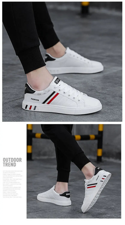 Męskie trampki codzienne, buty do skateboardingu, płaskie buty z PU, buty dla studentów, trampki outdoorowe, buty uliczne, sznurowane buty do chodzenia, rozmiar plus size 48