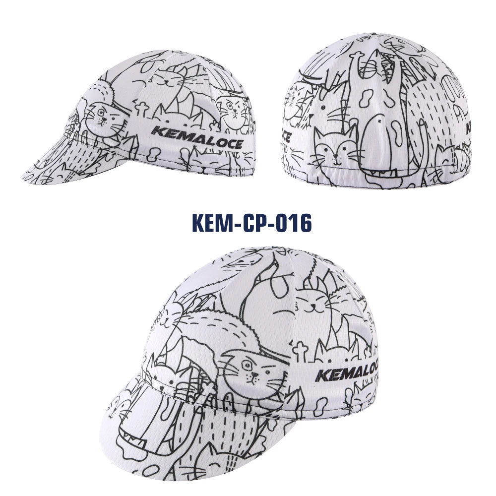 KEMALOCE Men Cycling Cap Anti-UV Summer Elastic Quick Dry Bike Cap 2023 White/Black/Blue Mesh Outdoor Breathable Cycling Hat