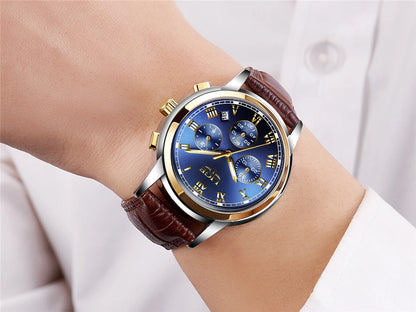 Pánske hodinky LIGE – luxusný chronograf, ležérny športový štýl, vodotesné, celokovové, quartzový strojček