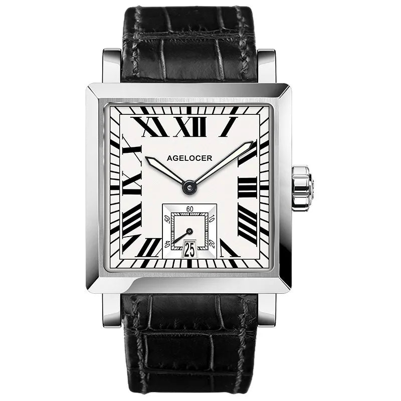 AGELOCER Original Codex Watch Men's Square Business Formal Automatic Mechanical Watch Birthday Gift for Men