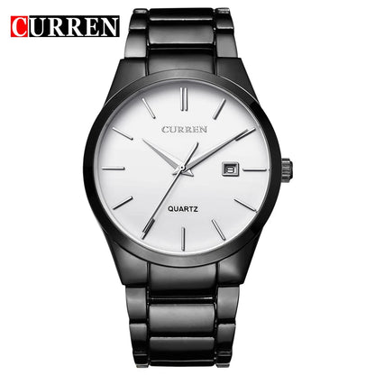 Montre pour homme Curren – Montre de luxe de grande marque, entièrement en acier, avec affichage de la date, montre à quartz tendance, idéale pour un style professionnel.