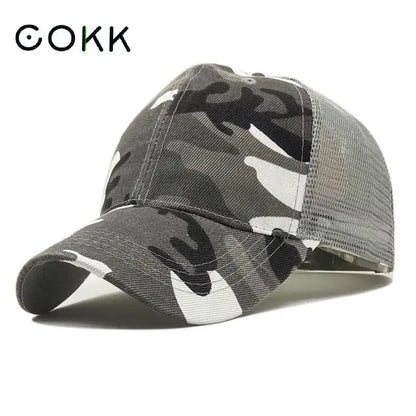 COKK Maskovací baseballová čepice pro muže, letní čepice typu snapback pro ženy, prodyšná sportovní síťovaná čepice, sluneční čepice, sluneční clona, golfová čepice, nastavitelná, pro dospělé