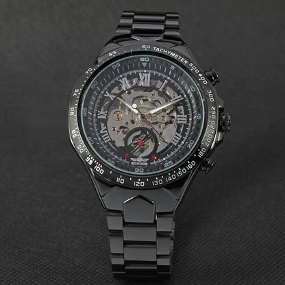 WINNER Men Gold Watches Automatic Mechanical Watch Male Skeleton Wristwatch Stainless Steel Band Luxury Brand Sports Design