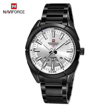 Relógio de pulso para homem NAVIFORCE, inteiramente em aço, estanque, estilo descontraído, movimento de quartzo com indicação da data – Relógio de pulso de luxo para homem, de uma marca de renome.