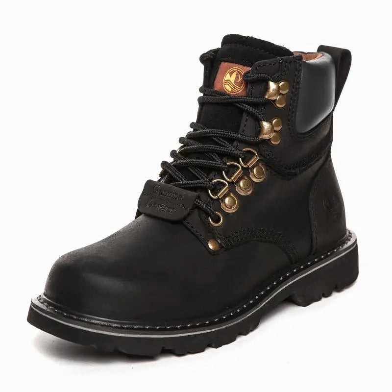 KOWM Cowhide Outdoor Men Hiking Shoes Waterproof Tactical Desert Shoes Hunting Boots Snow Boots Fur Sneakers Women Trekking Shoes