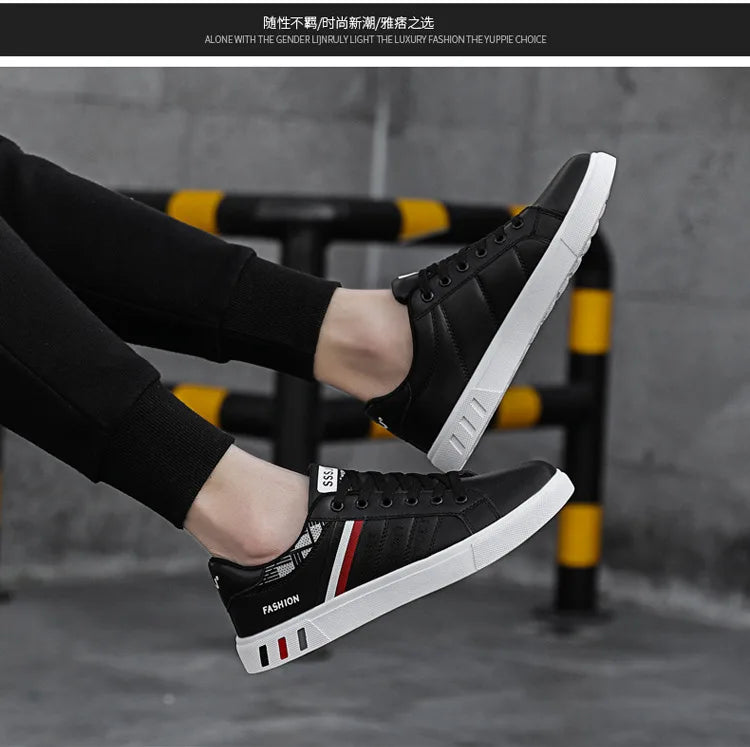 Męskie trampki codzienne, buty do skateboardingu, płaskie buty z PU, buty dla studentów, trampki outdoorowe, buty uliczne, sznurowane buty do chodzenia, rozmiar plus size 48